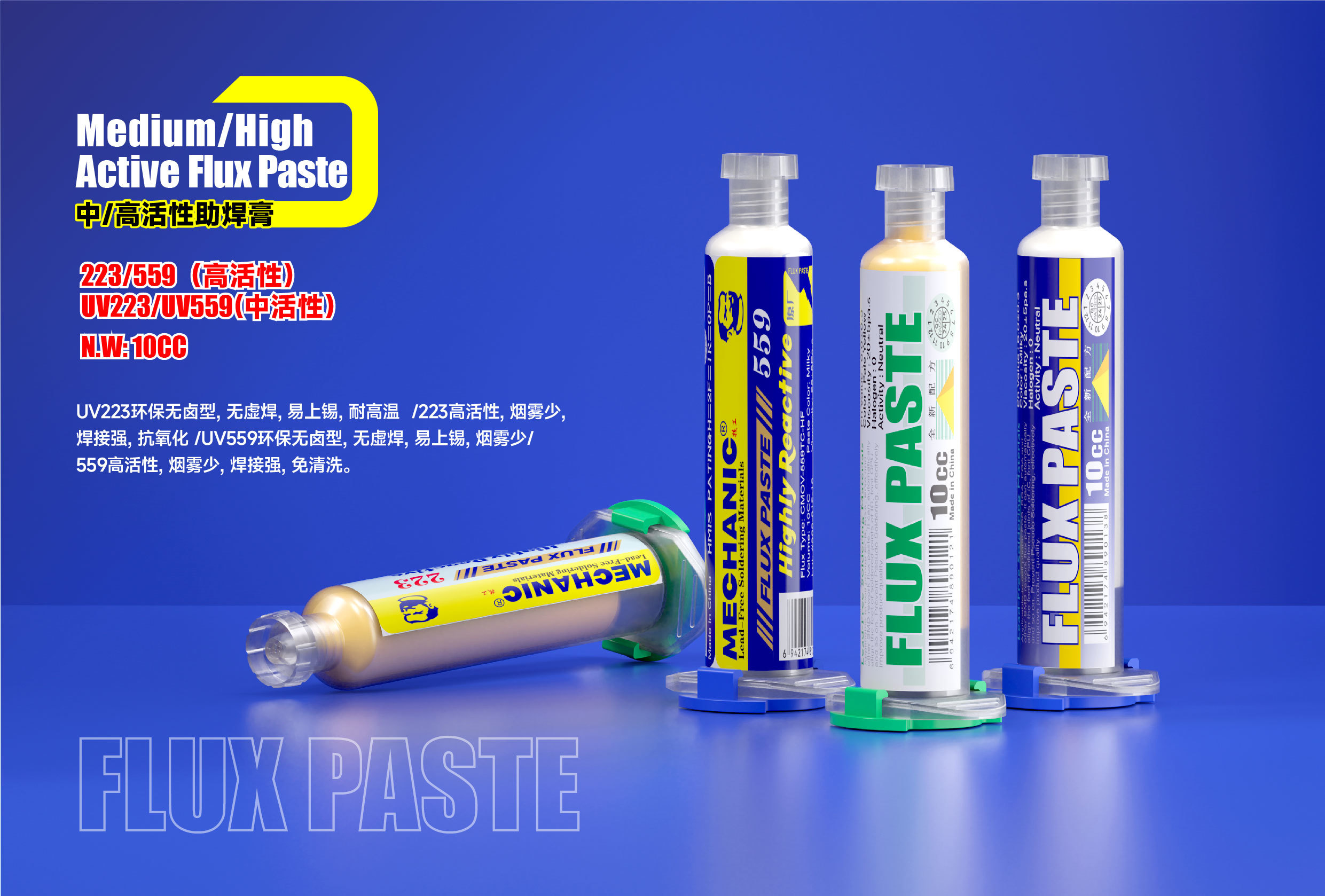 Medium to high activity solder paste